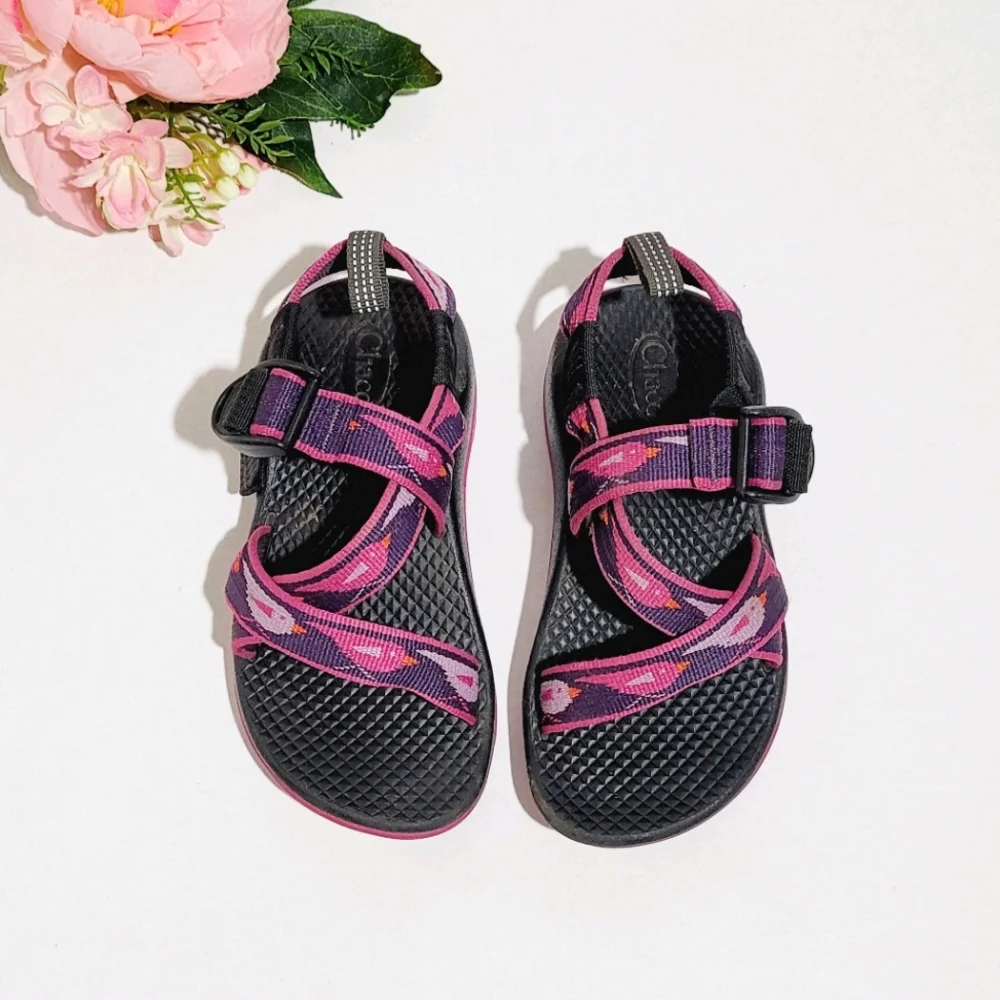 Chaco Z1 EcoTread Toddler Sandals 10 Purple Birds